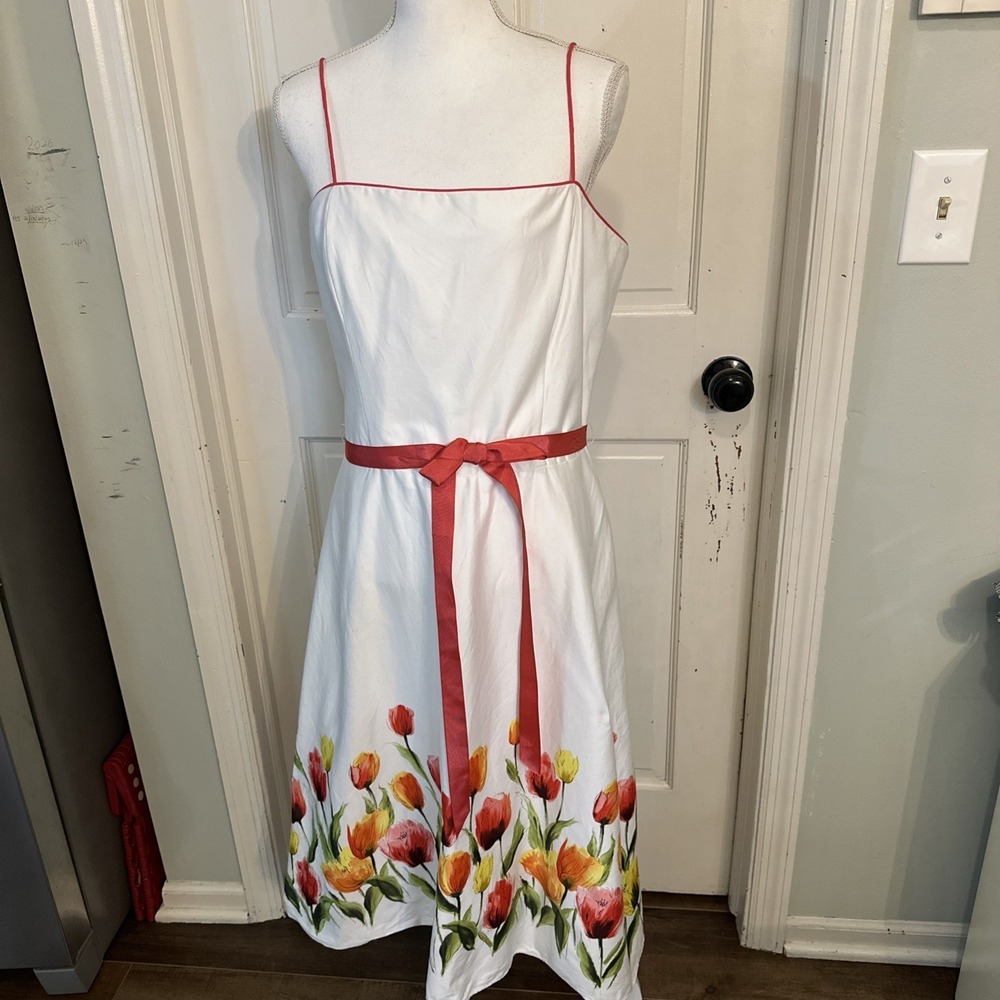 Jessica Howard Retro Y2K Floral Sundress Boned Bodice Fully Lined Size 12 Garden